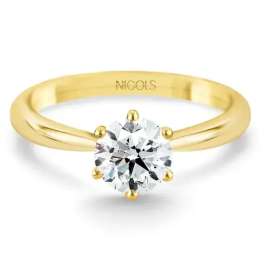Anillo Solitario 0,75 ct Alexia oro amarillo - Talla Brillante
