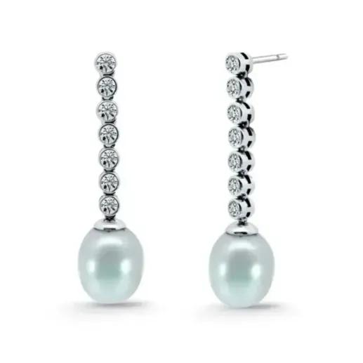 Pearl and Diamond Earrings Serenity Chatones 0.53 White Gold - Pearl Earrings