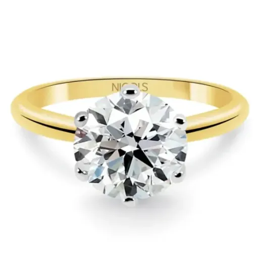 Anillo Diamante 2ct H VS Solitario Charlotte oro amarillo y oro blanco - Anillos Diamante mayor 2 ct