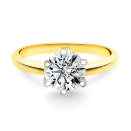 Anillo Diamante 2ct H VS Solitario Charlotte oro amarillo y oro blanco - Anillos Diamante mayor 2 ct 2