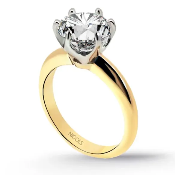 Anillo Diamante 2ct H VS Solitario Charlotte oro amarillo y oro blanco - Anneaux de diamant majeur 2 ct