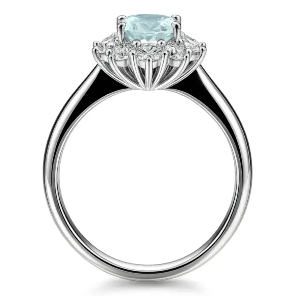 Anillo aguamarina 1,90 y diamantes Dalia - Anillos Otras Piedras Preciosas