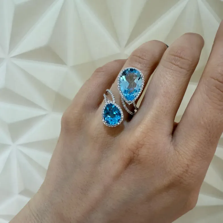 Anillo topacios y diamantes Octopus Perilla - Anéis Outras pedras preciosas