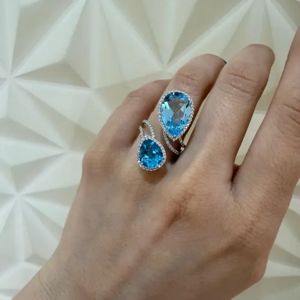 Topaz and Diamond Ring Octopus Perilla - Rings other precious stones