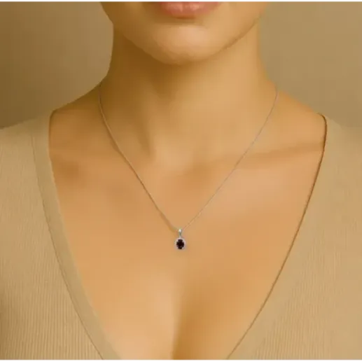 Colgante  Rubí Oval 1,00 y orla de diamantes - Rote Steinketten 2