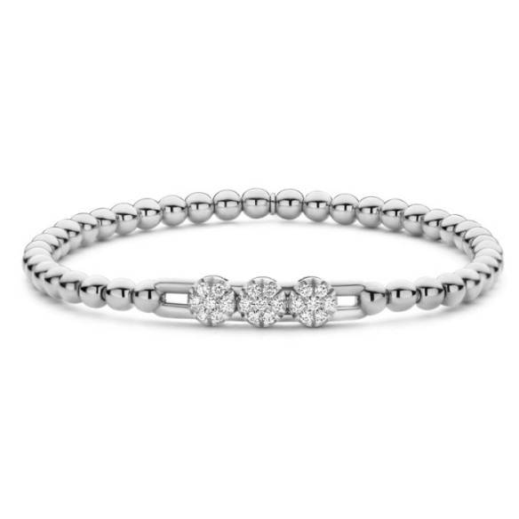 Colette White Gold Bracelet with Three Large Diamond Rosettes - Diamond bracelets