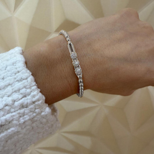 Colette White Gold Bracelet with Three Large Diamond Rosettes - Diamond bracelets 2
