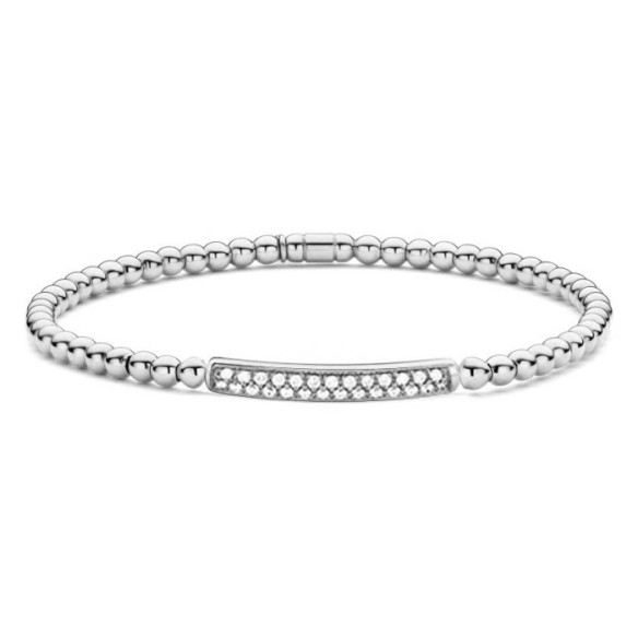 Pulsera de Diamantes y Oro blanco Elástica Barra Media Colette - Pulseiras de diamante