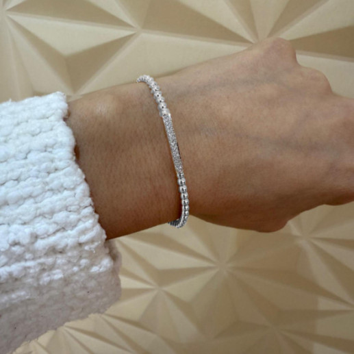 Pulsera de Diamantes y Oro blanco Elástica Barra Media Colette - Pulseiras de diamante 2