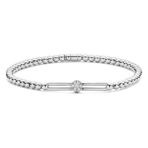 Pulsera Oro Elástica y Barra con Rosetón de Diamantes Colette - Brazaletes de Oro