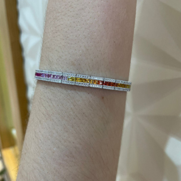 Bracelet with Diamonds and Multicolor Sapphires in Degradé - Stones Color Bracelets