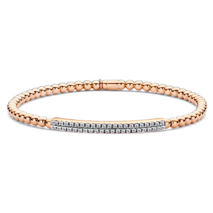 Pulsera Oro rosa y Diamantes Elástica Colette Barra - Brazaletes de Oro
