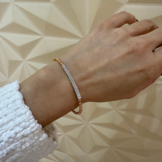 Pulsera Oro rosa y Diamantes Elástica Colette Barra - Brazaletes de Oro 2