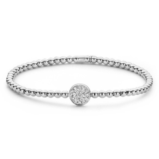 Pulsera Elástica de Oro y Rosetón Central de Diamantes Colette - PULSEIRAS