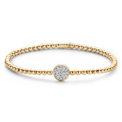 Pulsera Elástica Oro amarillo y Rosetón Central de Diamantes Colette - PULSEIRAS