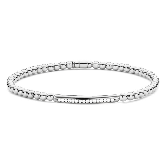 Pulsera Elástica de Diamantes y Oro blanco Elástica Barra Sencilla Colette - PULSERAS