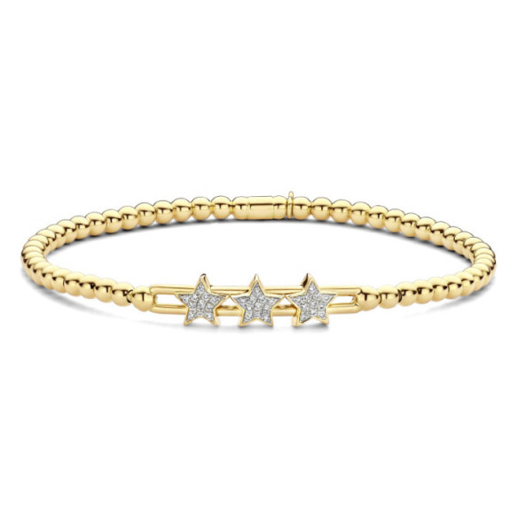 Pulsera Oro Amarillo y Diamantes Elástica Tres Estrellas Colette - BRACCIALI