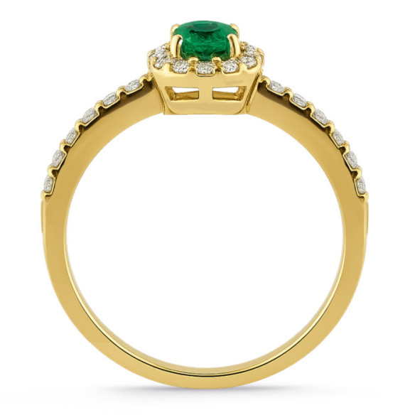 Anillo Esmeralda Diamantes Oro Amarillo Dalia Sunset - Anillos de Compromiso Verde