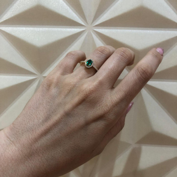 Dahlia Sunset Green Emerald Ring 0.60 Yellow Gold - Green engagement rings