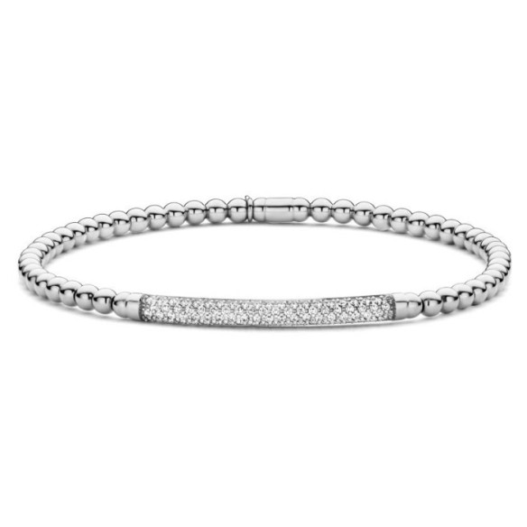 Pulsera Oro blanco y Diamantes Elástica Colette Barra - Pulseras de Diamantes
