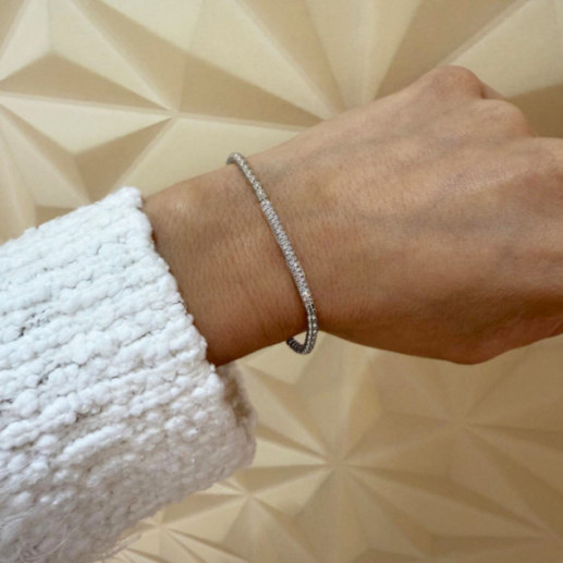 Pulsera Oro blanco y Diamantes Elástica Colette Barra - Pulseras de Diamantes 2