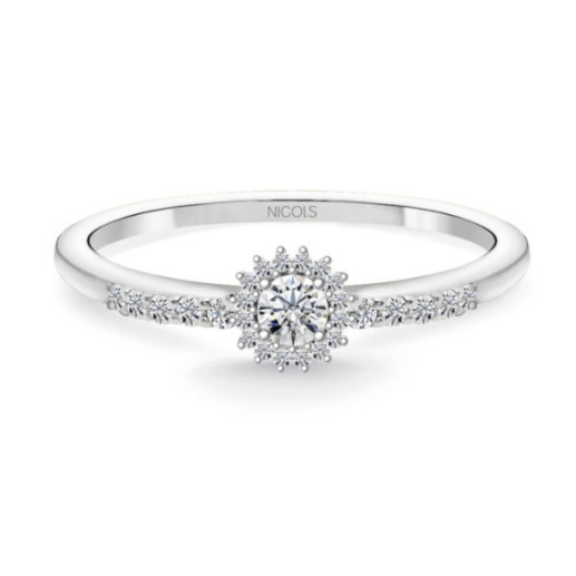Anillo Solitario Margarita 0.15 brazo diamantes - RINGE
