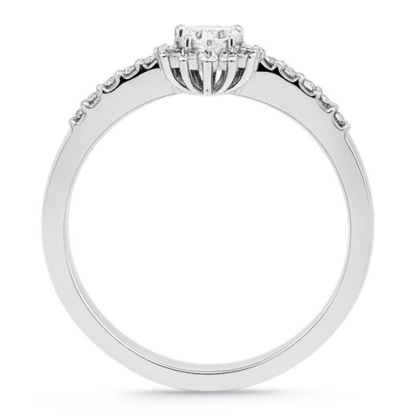 Anillo Solitario Margarita 0.15 brazo diamantes - ANILLOS