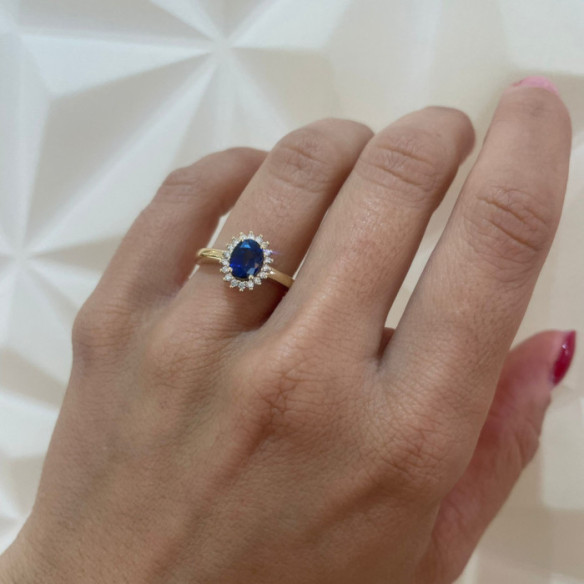 Anillo Compromiso Zafiro Dalia 1.00 - ANéIS
