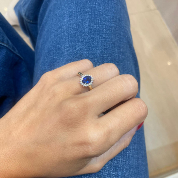 Anillo Compromiso Zafiro Dalia 1.00 - LES ANNEAUX
