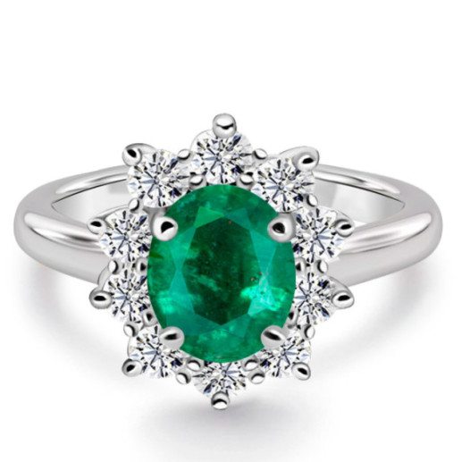 Anillo esmeralda y diamantes Dalia - Anéis esmeralda