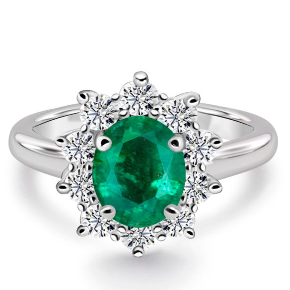 Anillo esmeralda y diamantes Dalia - Anéis esmeralda