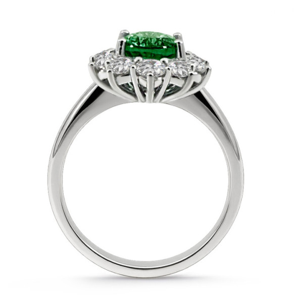 Anillo esmeralda y diamantes Dalia - Bagues d'émeraude