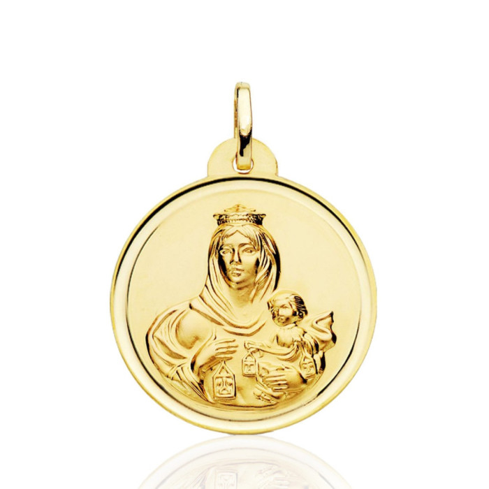 Medalla 26mm Virgen del Carmen Bisel Liso 18K - Médailles vierges