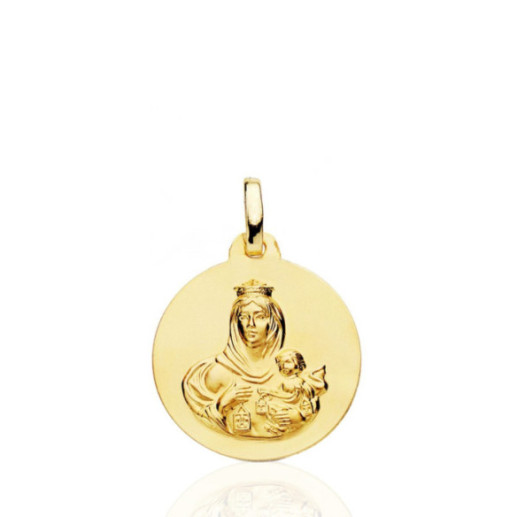 Medalla 18mm Virgen del Carmen 18K - Medallas de Vírgenes