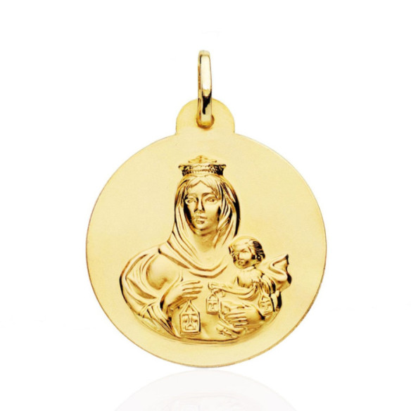 Medalla 28mm Virgen del Carmen 18K - Medallas de Vírgenes