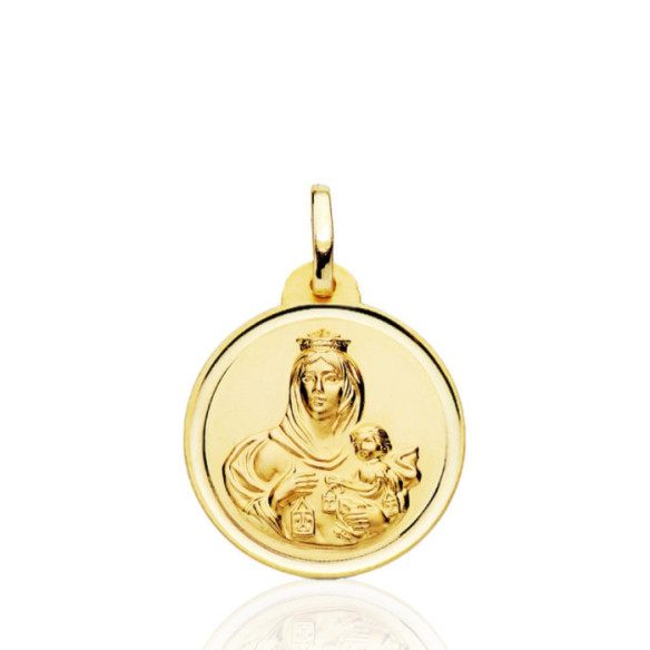 Medal 20mm Virgen del Carmen Smooth Bezel 18K - Virgin Medals