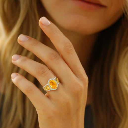 Anillo Citrino y Oro Amarillo Aurora - Anillos Otras Piedras Preciosas 2