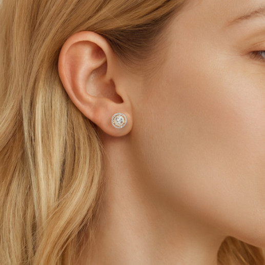 Pendientes Diamantes Dormilonas Gardenia en Oro Amarillo - Pendientes de Novia 2