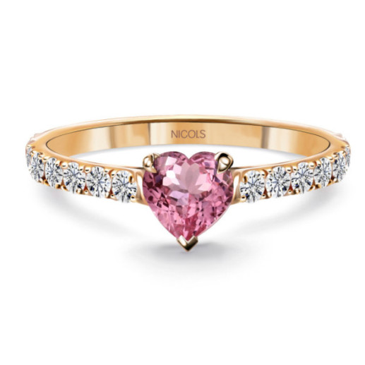 Lolita Pink Sapphire and Diamond Heart Ring 0.55 Rose Gold - Promise Rings