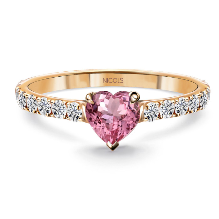 Lolita Pink Sapphire and Diamond Heart Ring 0.55 Rose Gold - Promise Rings