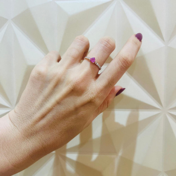 Anillo corazón Lolita Zafiro rosa y Diamantes 0.55 - Anillos de Promesa Diamantes