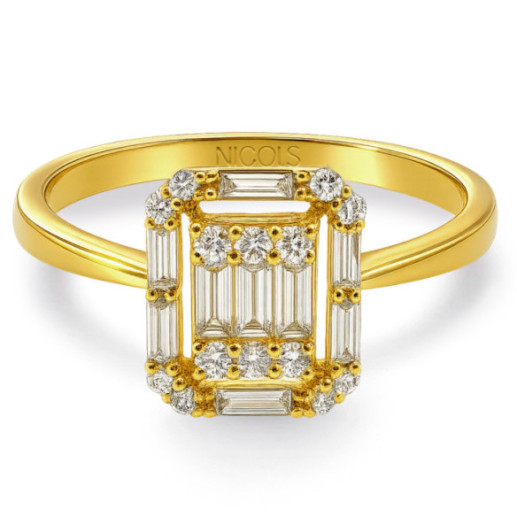 Anillo Diamantes Oro Amarillo Minerva - Sculpture baguette