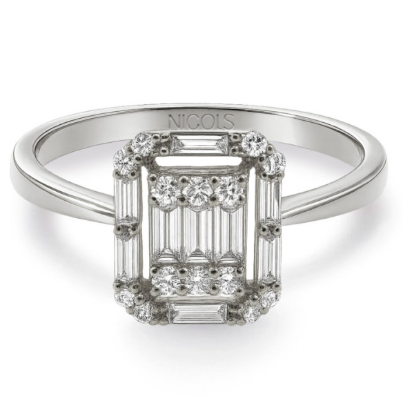 Anillo Diamantes Oro Blanco Minerva - Talla Baguette