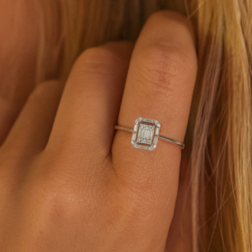 Anillo Diamantes Oro Blanco Minerva - Talla Baguette 2
