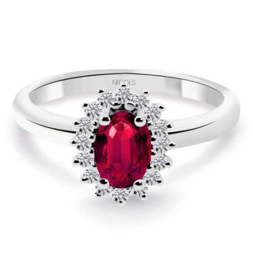 Anillo Diamantes y Rubi Dalia 0.50 - Anillos de Rubí