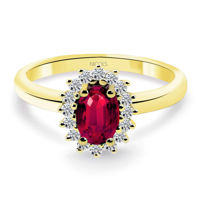 Dalia Ruby and Diamond Ring Yellow Gold 0.50 - Ruby Rings