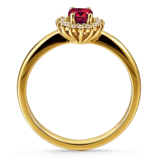 Anillo Diamantes y Rubi Dalia oro amarillo 0.50 - Anéis de rubi 2