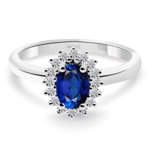 Dalia Yellow Gold Sapphire and Diamond Ring 0.50 - Anniversary Rings