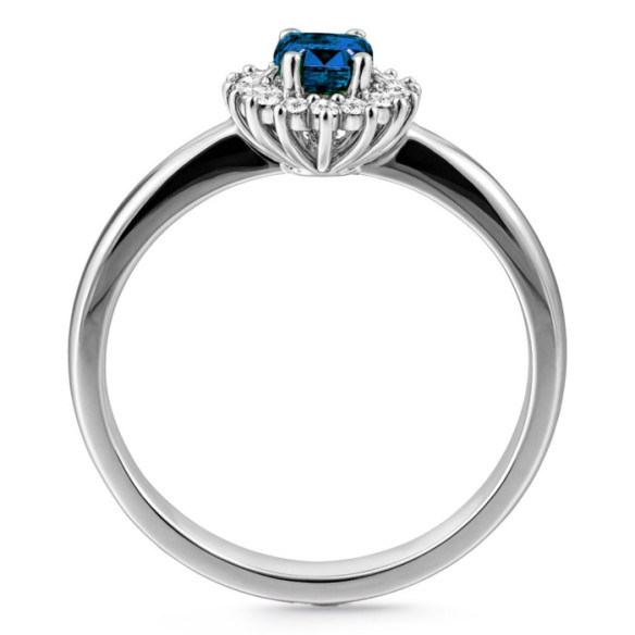 Anillo diamantes y zafiro Dalia 0.50 - Compromisso de aniversário de anéis