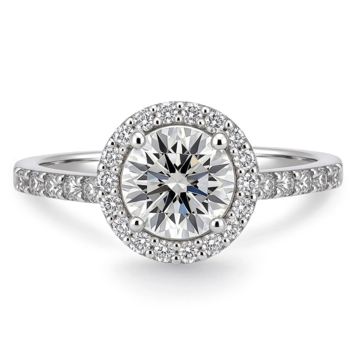 Anillo Solitario Diamante Oro Blanco Clavel - Talla Brillante